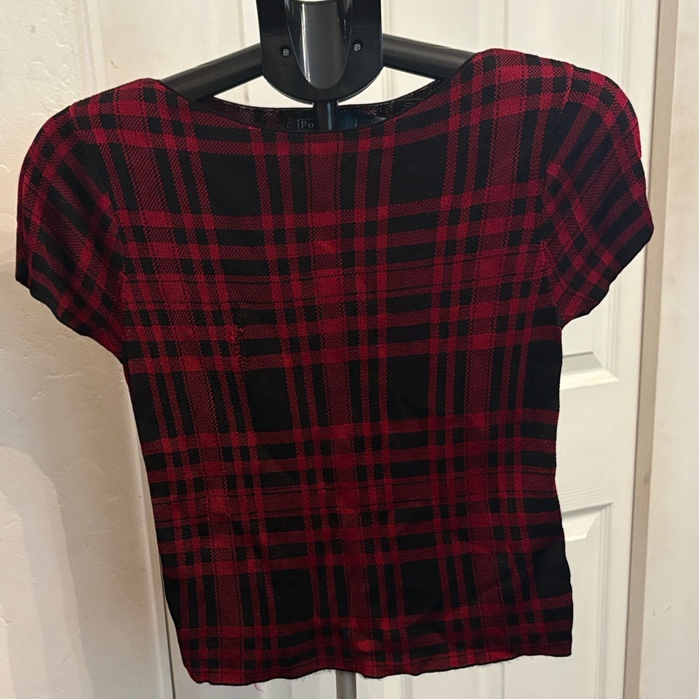 Polo Ralph Lauren Red and Black Plaid Short Sleeve Top